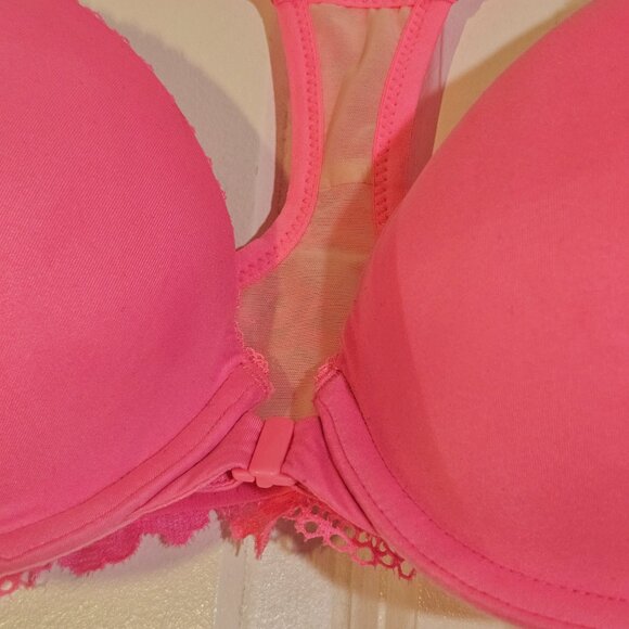 Victoria's Secret 34D Bra Body by Victoria Racerback Lace BRIGHT HOT PINK NWT - Picture 2 of 8